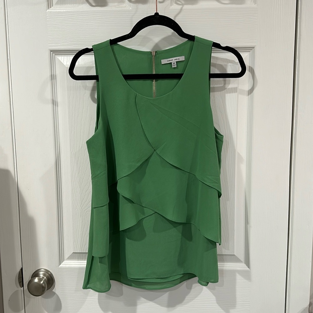Naked Zebra work casual green blouse size medium